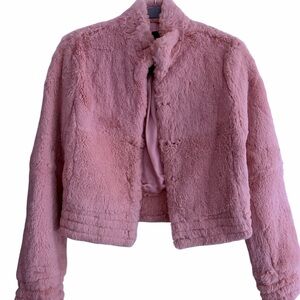 BCBGMaxAzria Pink rabbit fur Cropped Jacket